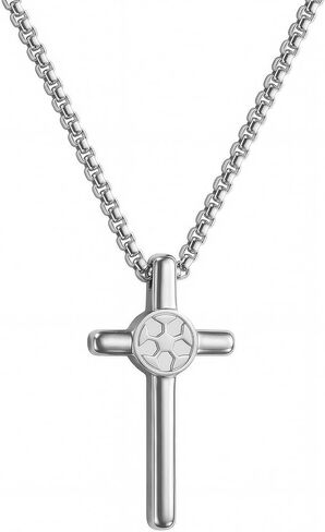 Sports Necklace for Men Him Teen, Soccer Football Basketball Baseball MVP Necklaces Gift for Men Him Teen, Cross Pendant Necklace Gifts for Game Day Birthday Christmas, Sport Fan Team Players Gift in Kuwait