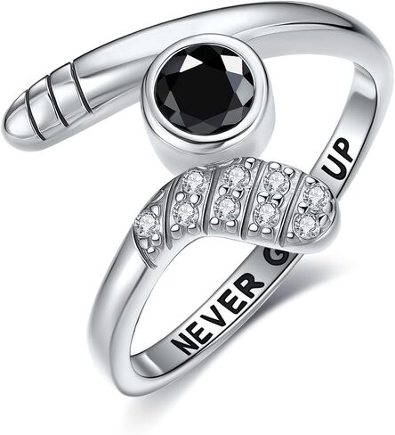 MONGAS Hockey Rings Sterling Silver Adjustable Ring Sport Jewelry Rings Hockey Gifts for Women Sports Lovers 7/8/9 in Kuwait