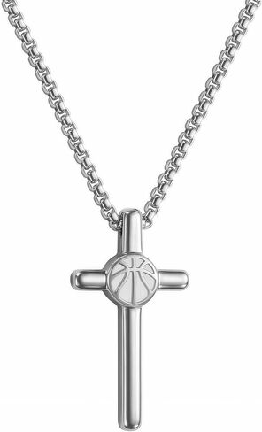Sports Necklace for Men Him Teen, Soccer Football Basketball Baseball MVP Necklaces Gift for Men Him Teen, Cross Pendant Necklace Gifts for Game Day Birthday Christmas, Sport Fan Team Players Gift in Kuwait