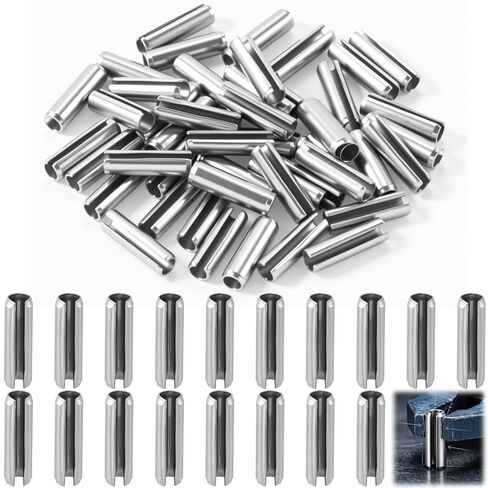 50pcs Slotted Spring Pin, 5/64 x 5/16 inch 304 Stainless Steel Split Roll Pins, Slotted Spring Dowels for for Automotive Machine Repair Doors Bearings - Silver in Kuwait