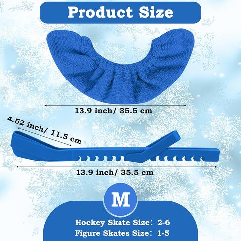 2+2PCS Hockey Skate Guards, Adjustable Figure Skating Blade Guards Ice Skate Blade Covers for Protective (Blue, M) in Kuwait