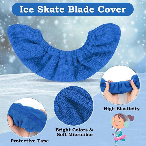 2+2PCS Hockey Skate Guards, Adjustable Figure Skating Blade Guards Ice Skate Blade Covers for Protective (Blue, M) in Kuwait