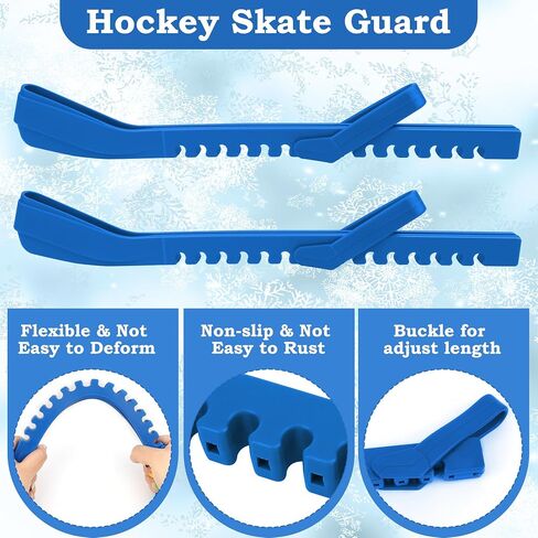 2+2PCS Hockey Skate Guards, Adjustable Figure Skating Blade Guards Ice Skate Blade Covers for Protective (Blue, M) in Kuwait