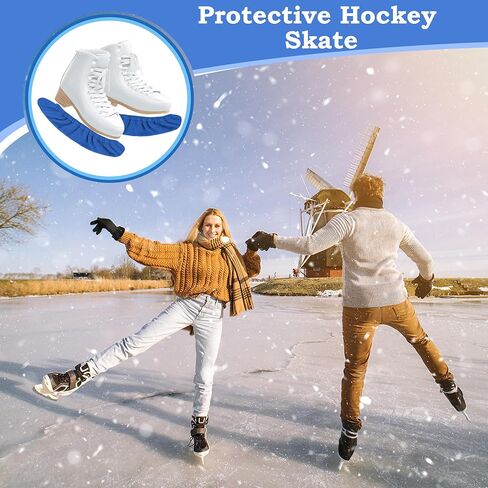 2+2PCS Hockey Skate Guards, Adjustable Figure Skating Blade Guards Ice Skate Blade Covers for Protective (Blue, M) in Kuwait