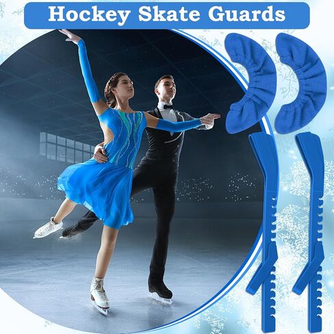2+2PCS Hockey Skate Guards, Adjustable Figure Skating Blade Guards Ice Skate Blade Covers for Protective (Blue, M) in Kuwait