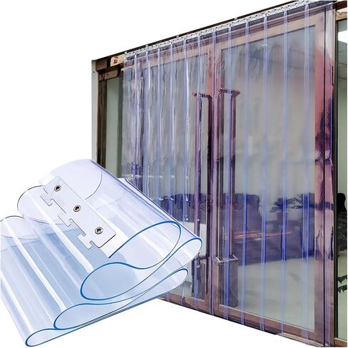 This PVC Plastic Door Strip Curtains for Commercial Entry, Vinyl Door Curtain for Factories, Supermarkets, and Warehouses with Stainless Steel Hanging System in Kuwait