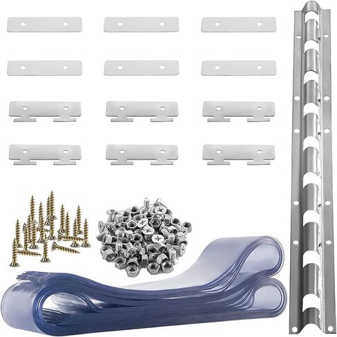 This PVC Plastic Door Strip Curtains for Commercial Entry, Vinyl Door Curtain for Factories, Supermarkets, and Warehouses with Stainless Steel Hanging System in Kuwait