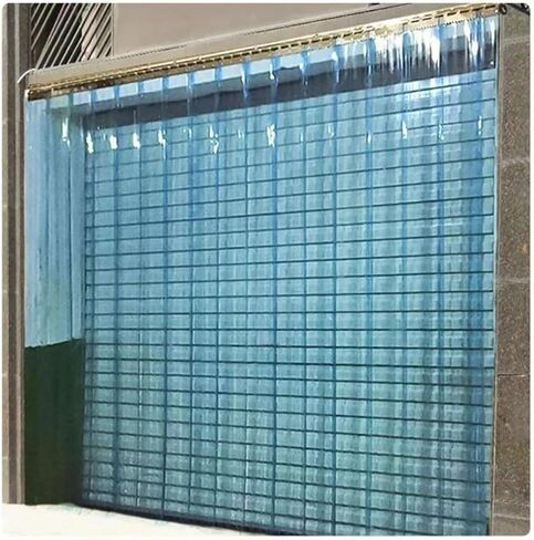 This PVC Strip Door Curtain Kit - Clear Plastic Sliding Curtains for Cold Rooms Freezers & Catering - Dust Barrier PVC Slat Curtain (35.4"x110.2") for Easy Access & Energy Efficiency in Kuwait