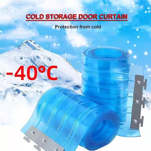 This PVC Strip Door Curtain Kit - Clear Plastic Sliding Curtains for Cold Rooms Freezers & Catering - Dust Barrier PVC Slat Curtain (35.4"x110.2") for Easy Access & Energy Efficiency in Kuwait