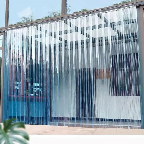 This PVC Strip Door Curtain Kit - Clear Plastic Sliding Curtains for Cold Rooms Freezers & Catering - Dust Barrier PVC Slat Curtain (35.4"x110.2") for Easy Access & Energy Efficiency in Kuwait