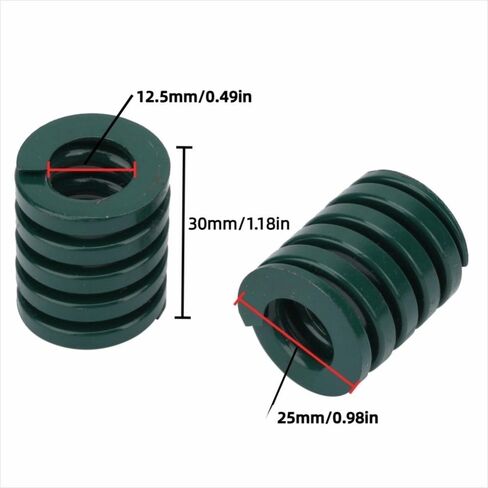 2pcs 25mm OD Compression Die Springs - 12.5mm ID 30mm Long Spiral Stamping Heavy Load Compression Mould Die Spring for 3D Printer Accessories, Green in Kuwait