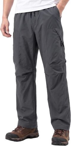 HYCOPROT Men’s Water Resistant Hiking Pants with 6 Pockets Quick Dry Cargo Workout Athletic Sweatpants Sport Outdoors Joggers in Kuwait