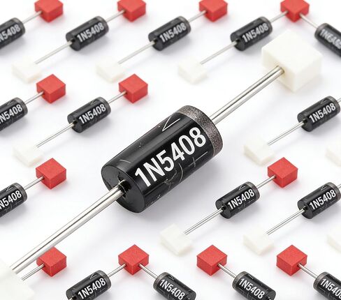 50 قطعة 1N5408 صمام ثنائي مقوم 3A 1000V DO-201AD - صمامات طاقة سيليكون عالية التيار - لتحويل التيار المتردد إلى تيار مستمر، ومقوم الجسر، ودوائر إمداد الطاقة والمشاريع الإلكترونية in Kuwait