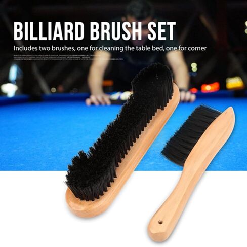 Pool Table Brush for Felt, 2 PCS Pool Table Cloth Brush Cleaner Kit Wooden Billiards Pool Table and Rail Brush Set with Soft Nylon Bristle for Game Rooms in Kuwait