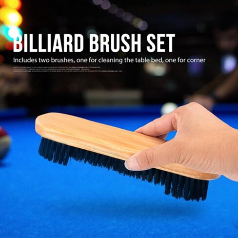 Pool Table Brush for Felt, 2 PCS Pool Table Cloth Brush Cleaner Kit Wooden Billiards Pool Table and Rail Brush Set with Soft Nylon Bristle for Game Rooms in Kuwait