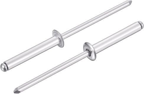 الألومنيوم نهاية مفتوحة المسامير العمياء قبة رئيس برشام 1/8 "× 13/16"، النهاية بأكسيد - 100PCS السحابات الثقيلة للسيارات، البحرية، RV، HVAC، الأثاث in Kuwait