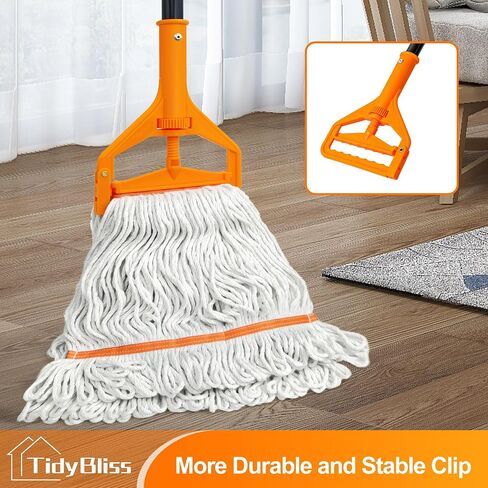 مقبض ممسحة TidyBliss عالي التحمل، مقبض طويل 55 بوصة، عصا استبدال عصا الممسحة الصناعية مع مشبك طرفي محسّن لتنظيف الأرضيات (برتقالي) in Kuwait