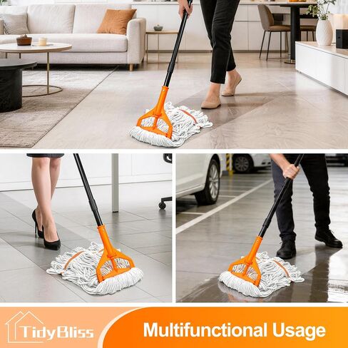 مقبض ممسحة TidyBliss عالي التحمل، مقبض طويل 55 بوصة، عصا استبدال عصا الممسحة الصناعية مع مشبك طرفي محسّن لتنظيف الأرضيات (برتقالي) in Kuwait