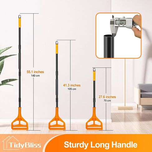 مقبض ممسحة TidyBliss عالي التحمل، مقبض طويل 55 بوصة، عصا استبدال عصا الممسحة الصناعية مع مشبك طرفي محسّن لتنظيف الأرضيات (برتقالي) in Kuwait