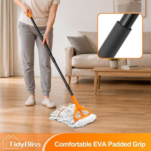 مقبض ممسحة TidyBliss عالي التحمل، مقبض طويل 55 بوصة، عصا استبدال عصا الممسحة الصناعية مع مشبك طرفي محسّن لتنظيف الأرضيات (برتقالي) in Kuwait