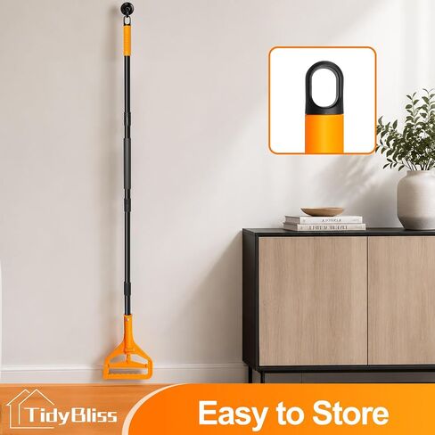 مقبض ممسحة TidyBliss عالي التحمل، مقبض طويل 55 بوصة، عصا استبدال عصا الممسحة الصناعية مع مشبك طرفي محسّن لتنظيف الأرضيات (برتقالي) in Kuwait