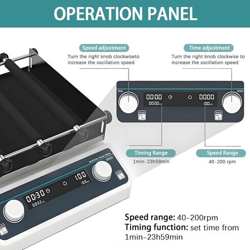 Digital Orbital Shaker Mixer for Lab & School, Adjustable Speed 40-200 RPM, OS-20Pro Digital Rotator with Continuous & Timed Modes, Perfect for Experiments & Research in Kuwait