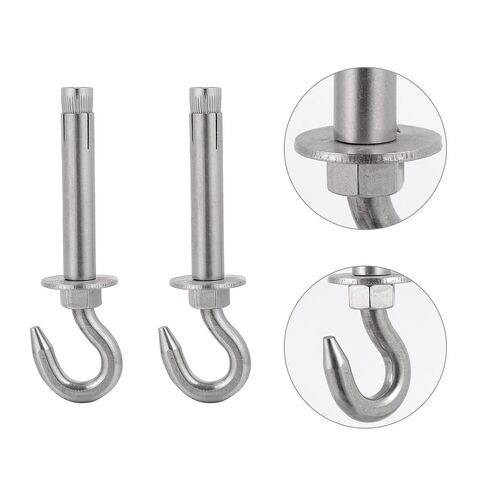 2 Pcs Stainless Steel Expansion Screw Hooks Heavy Duty Open Cup Metal Hooks for Hammock Hanging and Swing Installation in Kuwait