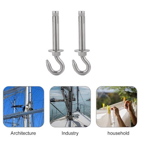 2pcs Stainless Steel Expansion Hooks M12 with Screws, Heavy Duty Hammock Hanging Hooks for Wall and Ceiling, Corrosion Resistant Expansion Bolt Anchors for Outdoor Swing and Chair in Kuwait