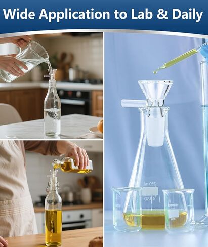 12 Pack Glass Funnels for Kitchen & Lab – Mini Funnels for Liquids, Oils, Powders, Perfumes – Durable, Easy to Clean, Reusable with Built-in Handle (12-Piece Set) in Kuwait