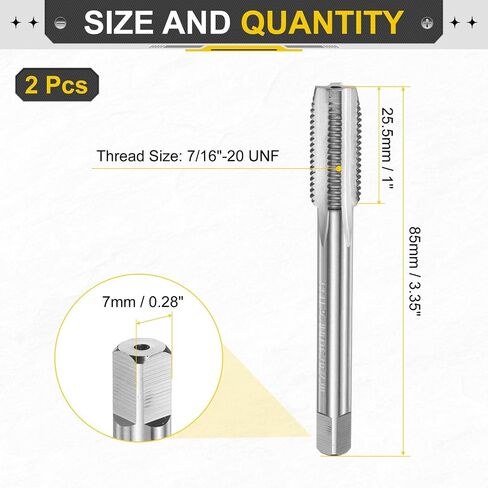uxcell 2pcs Hand Bottom Tap 7/16"-20 UNF 2B Left Hand Thread Bottoming Style Threading Taps High Speed Steel HSS6542 Straight Flutes Screw Tapping Tool in Kuwait