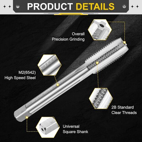 uxcell 2pcs Hand Bottom Tap 7/16"-20 UNF 2B Left Hand Thread Bottoming Style Threading Taps High Speed Steel HSS6542 Straight Flutes Screw Tapping Tool in Kuwait