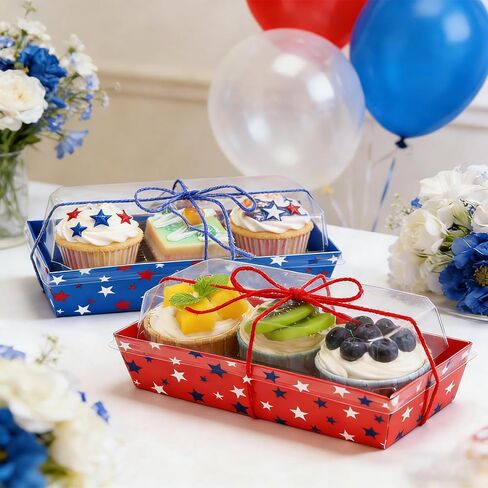 JarThenaAMCS 50 Pack Patriotic Charcuterie Boxes with Clear Lids 250th Anniversary Red Blue Star Disposable Food Containers 4th of July Treat Boxes for Cookies Cupcakes Independence Day Party Supplies in Saudi Arabia