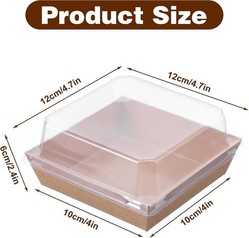150 Pack 4 Inch Small Charcuterie Boxes with Clear Lids Disposable Paper Dessert Food Boxes Containers for Cake, Cookies, Strawberries, Bakery, Party in Kuwait