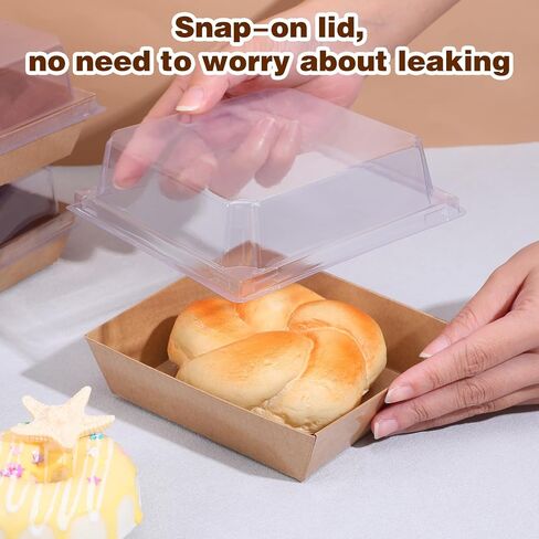 150 Pack 4 Inch Small Charcuterie Boxes with Clear Lids Disposable Paper Dessert Food Boxes Containers for Cake, Cookies, Strawberries, Bakery, Party in Kuwait