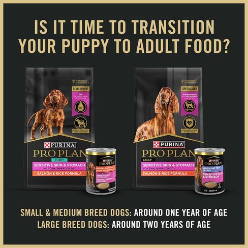 Purina Pro Plan Puppy Classic Dog Dog Food للمعدة الحساسة مع سمك السلمون والأرز - (حزمة من 12) 12 CT. علب in Kuwait