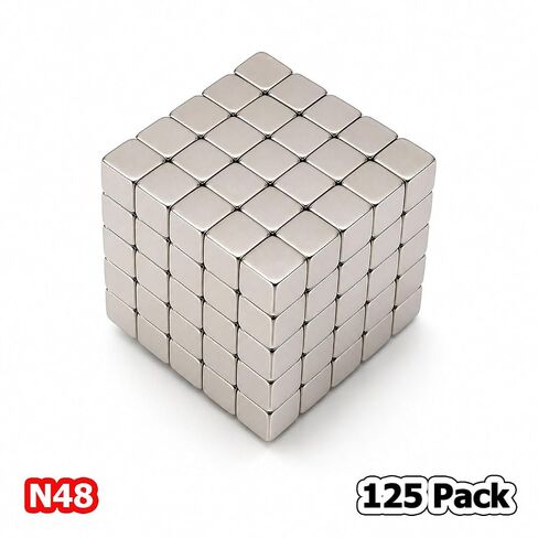مغناطيس مكعب صغير من النيوديميوم 3 × 3 × 3 مم (1/8 بوصة) N48 - 125 حزمة | مغناطيسات مربعة صغيرة من الأرض النادرة للطباعة ثلاثية الأبعاد، وصناعة النماذج المصغرة والحرف اليدوية in Saudi Arabia