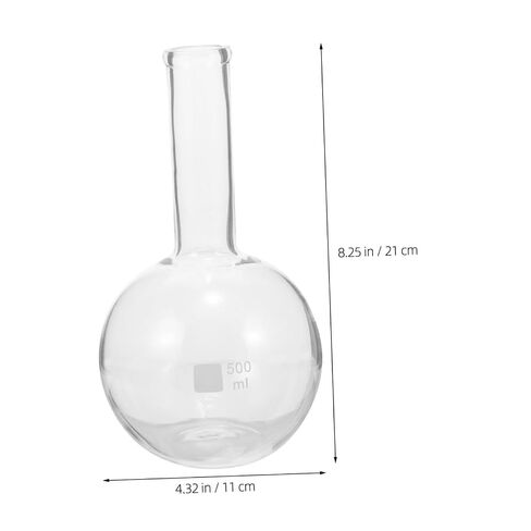 LIFKOME 500Ml Glass Distillation Flask with Flat Bottom and Long Neck, Borosilicate Chemistry Laboratory Flask with Scale for Scientific Experiments and Lab Use in Kuwait