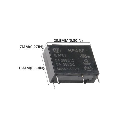 10 قطعة 5A 4Pin HF46F-5-HS1 HF46F-12-HS1 HF46F-24-HS1 مرحل الطاقة مفتوح عادة 5 12 24 VDC 250VAC(HF46F-5-HS1) in Kuwait