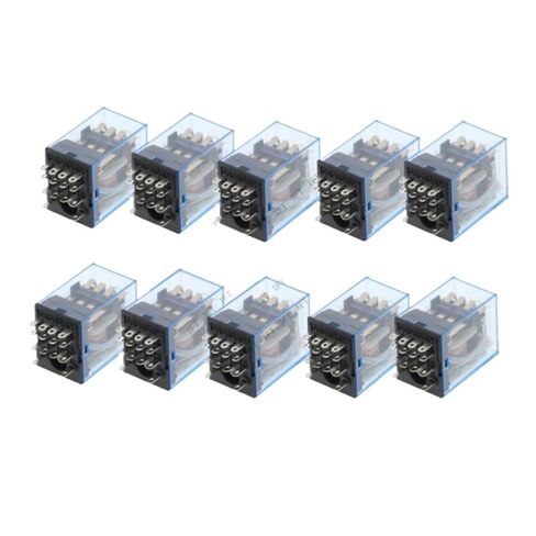 10 قطع MY4NJ لفائف AC12V AC24V DC12V DC24V DC 36V AC110V AC220V HH54P 5A 220V مرحل كهرومغناطيسي مصغر للأغراض العامة (AC 220V) in Kuwait
