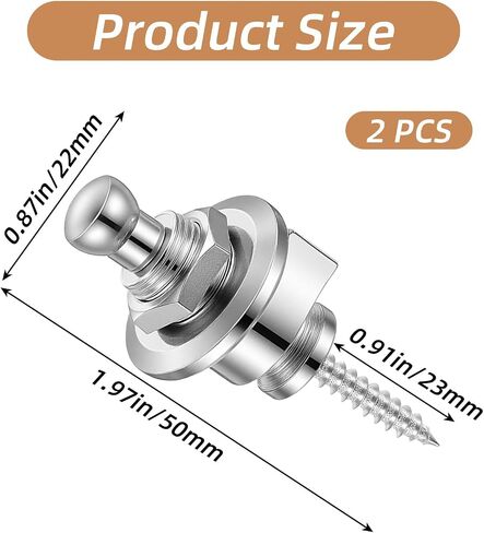 2 PCS Guitar Strap Locks Quick Release Guitar Metal Strap Lock and Button Set Non-Slip Straps Parts for Electric Acoustic Guitars Bass Ukulele, Silver in Kuwait