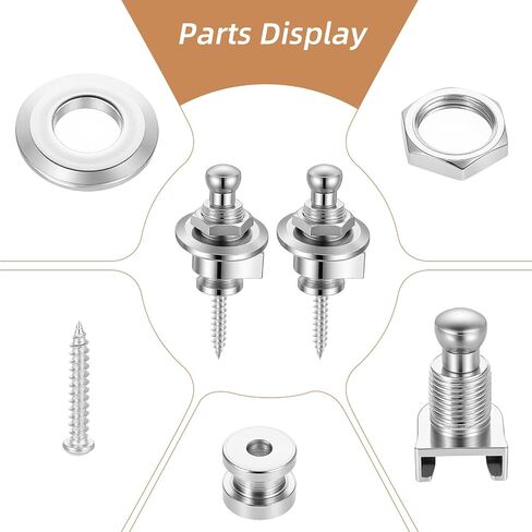 2 PCS Guitar Strap Locks Quick Release Guitar Metal Strap Lock and Button Set Non-Slip Straps Parts for Electric Acoustic Guitars Bass Ukulele, Silver in Kuwait