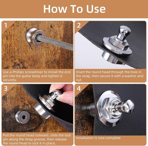 2 PCS Guitar Strap Locks Quick Release Guitar Metal Strap Lock and Button Set Non-Slip Straps Parts for Electric Acoustic Guitars Bass Ukulele, Silver in Kuwait