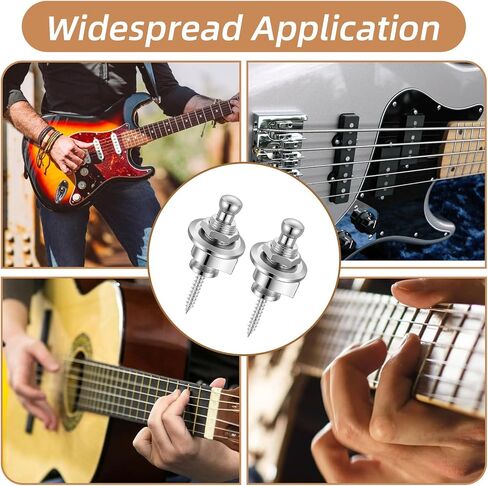2 PCS Guitar Strap Locks Quick Release Guitar Metal Strap Lock and Button Set Non-Slip Straps Parts for Electric Acoustic Guitars Bass Ukulele, Silver in Kuwait