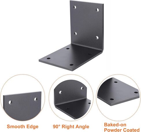 2 PCS 6" X 6" Heavy Duty L Brackets - 90 Degree Bracket for 6" Post, Metal Corner Brackets, 1/4" Thickness Wood Post Bracket Screws Included, Fireplace Mantel Countertop Support, Max Load 300 lbs in Kuwait