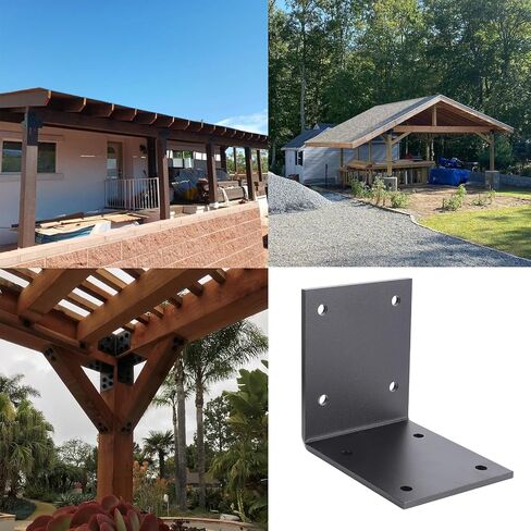 2 PCS 6" X 6" Heavy Duty L Brackets - 90 Degree Bracket for 6" Post, Metal Corner Brackets, 1/4" Thickness Wood Post Bracket Screws Included, Fireplace Mantel Countertop Support, Max Load 300 lbs in Kuwait
