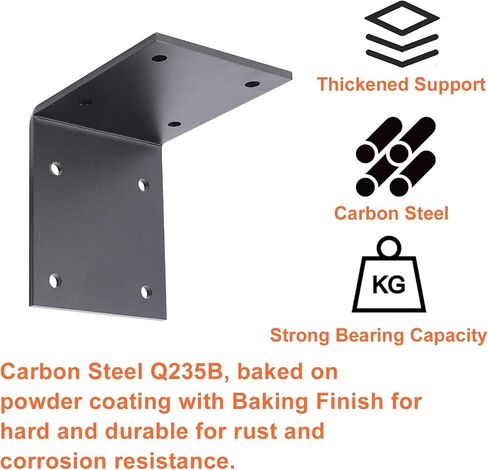 2 PCS 6" X 6" Heavy Duty L Brackets - 90 Degree Bracket for 6" Post, Metal Corner Brackets, 1/4" Thickness Wood Post Bracket Screws Included, Fireplace Mantel Countertop Support, Max Load 300 lbs in Kuwait
