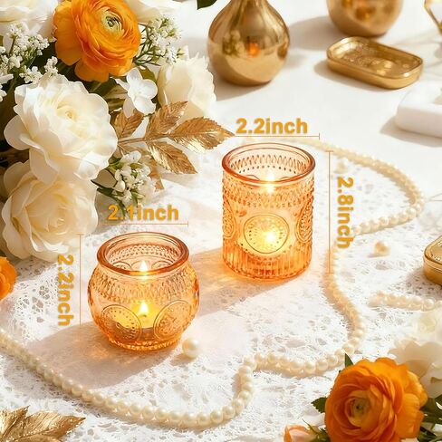 مجموعة حوامل شموع نذرية شفافة مكونة من 24 قطعة - زجاج حامل شموع Tealight مع 12 كوبًا دائريًا و12 كوبًا مزخرفًا، حاملات شموع شفافة أنيقة لحفلات الزفاف والحفلات وديكور طاولة المنزل وعيد الشكر in Kuwait