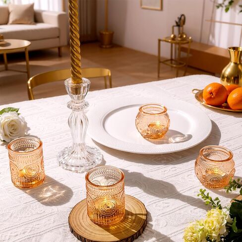 مجموعة حوامل شموع نذرية شفافة مكونة من 24 قطعة - زجاج حامل شموع Tealight مع 12 كوبًا دائريًا و12 كوبًا مزخرفًا، حاملات شموع شفافة أنيقة لحفلات الزفاف والحفلات وديكور طاولة المنزل وعيد الشكر in Kuwait