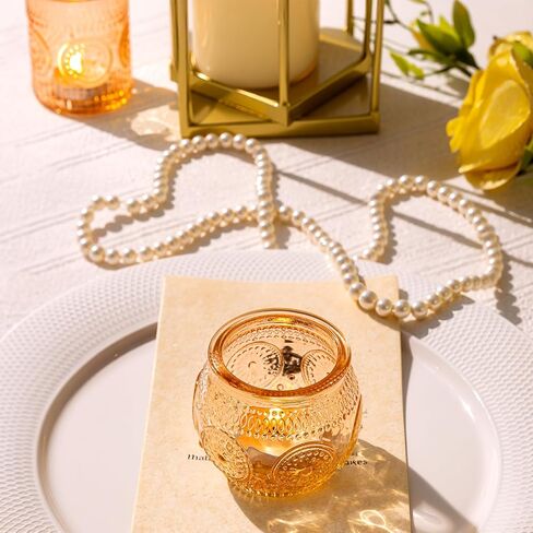 مجموعة حوامل شموع نذرية شفافة مكونة من 24 قطعة - زجاج حامل شموع Tealight مع 12 كوبًا دائريًا و12 كوبًا مزخرفًا، حاملات شموع شفافة أنيقة لحفلات الزفاف والحفلات وديكور طاولة المنزل وعيد الشكر in Kuwait
