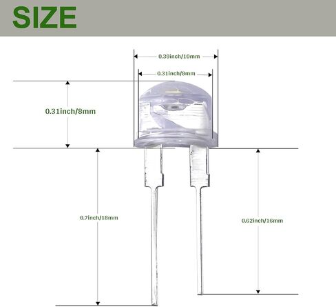 20 حزمة 0.5 واط 8 مم صمام ثنائي LED أبيض دافئ، 3 فولت 120 مللي أمبير قبعة من القش عدسة شفافة، مكونات إلكترونية عالية السطوع مؤشر ينبعث منها أضواء DIY in Kuwait
